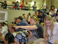Students watch exciting matches