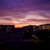 黄昏時の大学病院