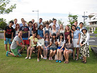 Photo session in front of Donburi Bowl Hall