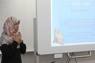 Ms. Aznur Aisyah Abdullah giving a speech