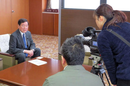 President Moriwaki being interviewed by CCN TV crew