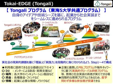 「Tokaiコンソにおいて育成する人材像」 と 「それを実現するためのTongaliプログラムの概要」